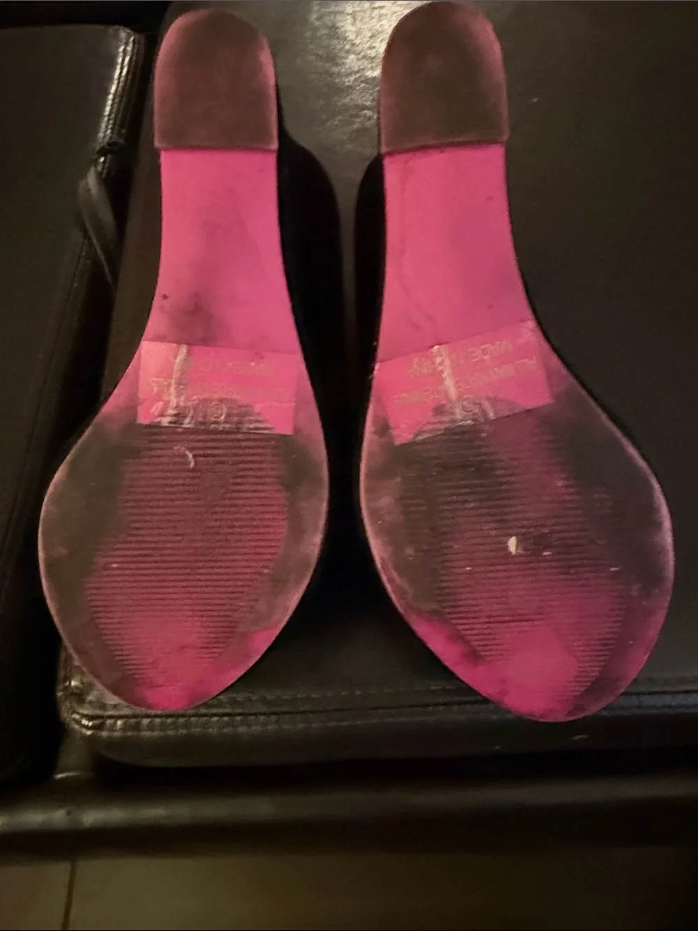 Shiekh Black Suede Wedge Pumps with Hot Pink Trim